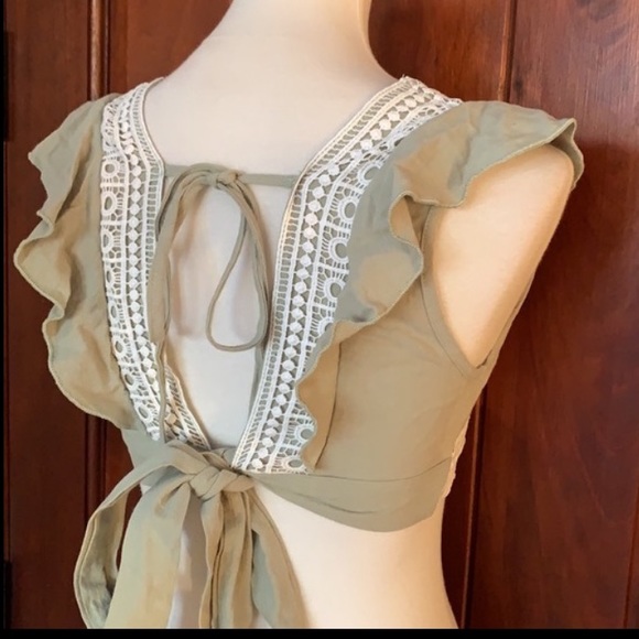 Lace & Tie Crop Top - Picture 3 of 8